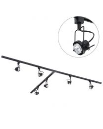 3m T Shape Track Light Kit with 6 Greenwich Heads and LED Bulbs - Black