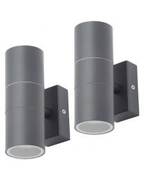 2 Pack of Kenn 2 Light Up and Down Outdoor Wall Light - Anthracite