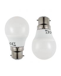 2 Pack of 5.2 Watt LED B22 Bayonet Cap Golf Ball Light Bulb - Cool White