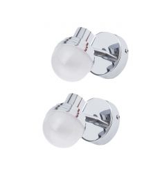 2 Pack of Skipton Bathroom LED Mini Globe Wall Light - Chrome