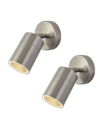 2 Pack of Kenn 1 Light Adjustable Outdoor Wall Light - Stainless Steel