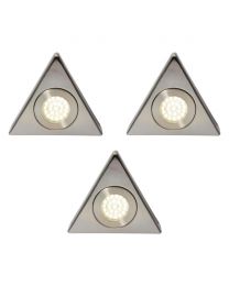 Pack of 3 Scott Triangular Warm White LED Under Kitchen Cabinet Light - Satin Nickel