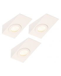 Pack of 3 Bala Kitchen 1.5 Watt LED Wedge Shaped Downlighter with Frosted Shade - White