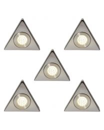 Pack of 5 Scott Triangular Warm White LED Under Kitchen Cabinet Light - Satin Nickel