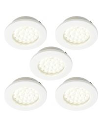 Pack of 5 Conwy Kitchen 1.5 Watt LED Circular Cabinet Light with Frosted Shade – White