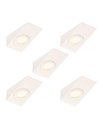 Pack of 5 Bala Kitchen 1.5 Watt LED Wedge Shaped Downlighter with Frosted Shade - White