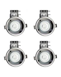 Pack of 4 Fire Rated IP20 Fixed Downlighter with LED Bulbs - Black Chrome
