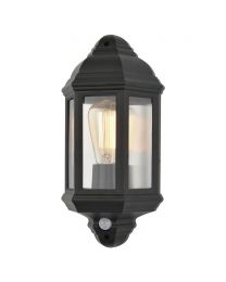 Bangor 1 Light Outdoor Half Wall Lantern with PIR Sensor - Black