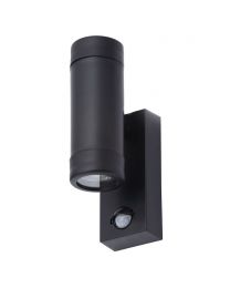 Neso Outdoor 2 Light Up and Down Wall Light with PIR Security Sensor - Black