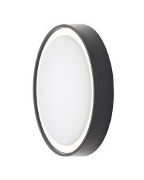 Ripon 27cm Outdoor LED Round Flush Wall Light - Black