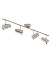 Harvey Industrial Style Ceiling Spotlight Bar with 4 Adjustable Heads - Satin Nickel