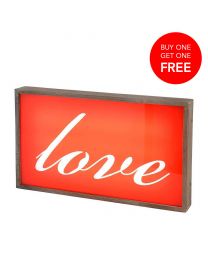 Love Wall Light Box with Rustic Frame - Red buy one get one free