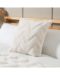Chevron Faux Fur Cushion, Cream