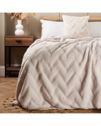 Chevron Faux Fur Throw, Cream