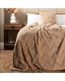 Chevron Faux Fur Throw, Natural