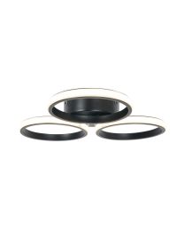 Cleo 3 Ring LED Bathroom Flush Ceiling Light - Black