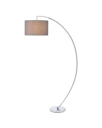 Curtis Arc Floor Lamp with Grey Shade - Chrome