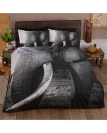 Elephant King Size Duvet Set - Grey on bed