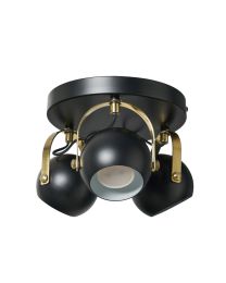 Eyeball 3 Light Adjustable Ceiling Spotlight Plate - Black & Brass