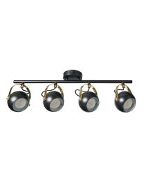 Eyeball 4 Light Adjustable Ceiling Spotlight Bar - Black & Brass