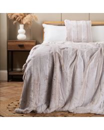 Faux Fur Stripe Cut Throw, Natural