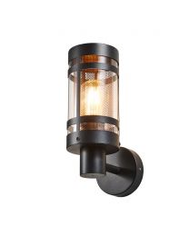 Fowler 1 Light Outdoor Wall Light with Brass Mesh - Black