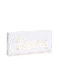 Glow LED Cheers Acrylic Neon Style Light Box - White