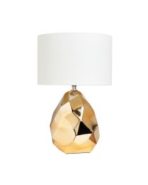 Gold Nugget Table Lamp with Natural Shade - Gold