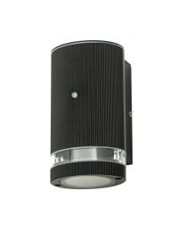 Holme 1 Light Outdoor Cylinder Wall Light with Photocell - Black