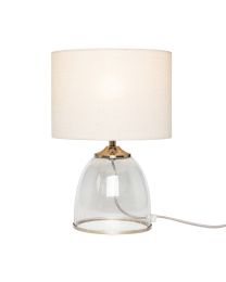 Industrial Style Table Lamp with Drum Shade - Satin Nickel