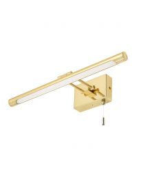 IP44 Rated Picture Wall Light with Pull Cord - Satin Brass