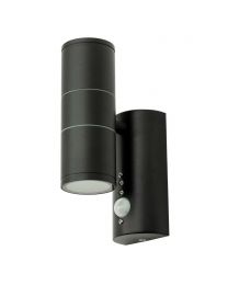 Irela 2 Light Up and Down Outdoor Wall Light with PIR Sensor - Black