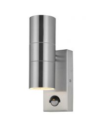 Kenn 2 Light Outdoor Up and Down Wall Light with PIR Sensor - Stainless Steel