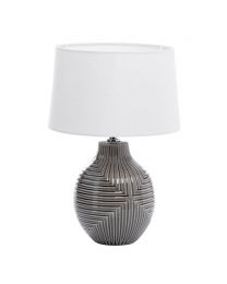 Kyra Ceramic Embossed Table Lamp - Dark Grey