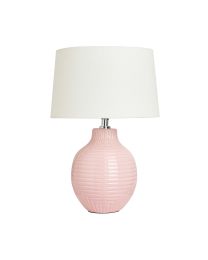 Kyra Ceramic Embossed Table Lamp With Ivory Shade - Pink