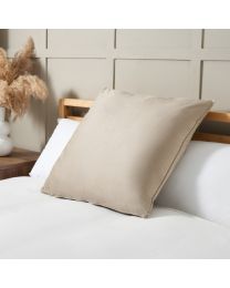 Large Velour Piped Cushion, Natural on bed