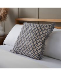 Loft Diamond Cushion, Blue on bed