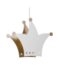 Kingston Crown Pendant Ceiling Light - White & Gold