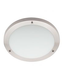 Mari Flush 18 Watt Large LED Flush Bathroom Ceiling Light - Satin Nickel