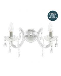 Marie Therese 2 Light Wall Light - Chrome with FREE LED Bulbs