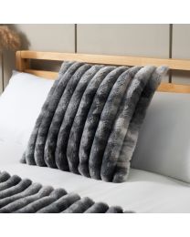 Marled Rib Cushion, Grey on bed