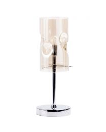 1 Light Champagne Tinted Glass Table Lamp - Chrome