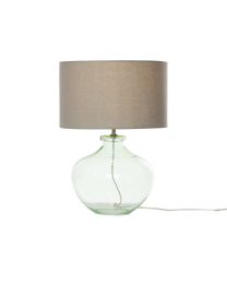 Glass Base Table Lamp with Drum Shade - Green