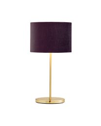 Oval Brass Stick Table Lamp with Velvet Shade - Maroon