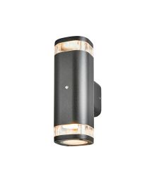 Ovat 2 Light Up & Down Outdoor Wall Light with Photocell Sensor - Black