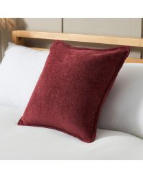 Oxford Chenille Cushion, Merlot on bed