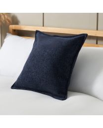 Oxford Chenille Cushion, Navy on bed
