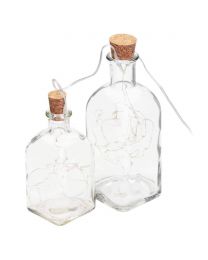 Pair of Bottle Table Lamps with Cork - Clear