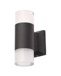 Remote Controlled 2 Light LED Colour Changing Up and Down Outdoor Wall Light - Black