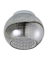Seren 2 Light Smoke Glass Bathroom Flush Ceiling Light - Chrome